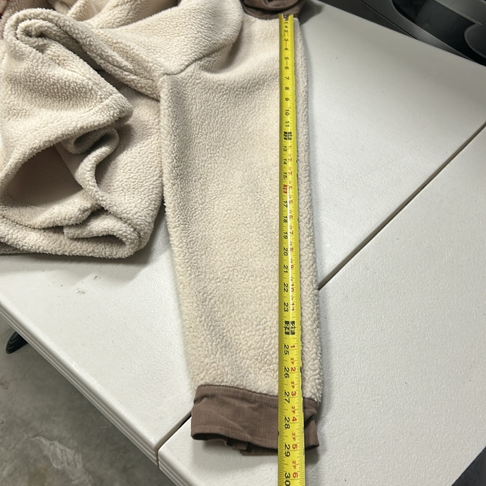 Madewell Corduroy-Trimmed (Re)sourced Sherpa Terry Chore Coat Large Brown Beige - Picture 12 of 16